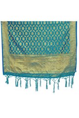 Teal Banarasi Art Silk Woven Dupatta