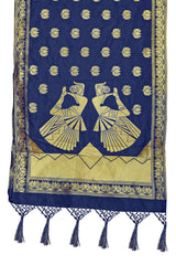 Navy Blue Banarasi Art Silk Woven Dupatta