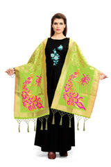 Green Banarasi Art Silk Woven Dupatta