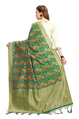 Green Banarasi Art Silk Woven Dupatta