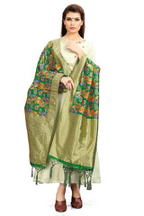 Green Banarasi Art Silk Woven Dupatta