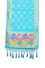 Turquoise Banarasi Art Silk Woven Dupatta