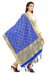 Blue Banarasi Art Silk Woven Dupatta