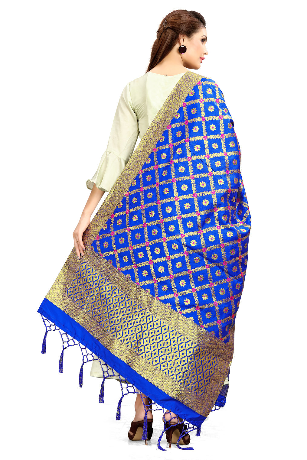 Blue Banarasi Art Silk Woven Dupatta