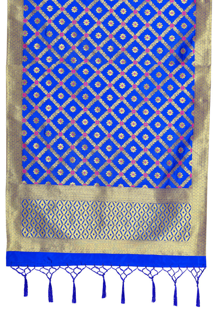 Blue Banarasi Art Silk Woven Dupatta