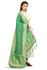 Green Banarasi Art Silk Woven Dupatta