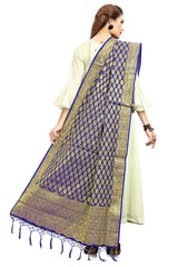 Navy Blue Banarasi Art Silk Woven Dupatta