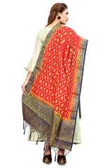 Red Banarasi Art Silk Woven Dupatta