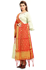 Red Banarasi Art Silk Woven Dupatta