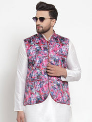 Men Multi Satin Abstract Print Waistcoat