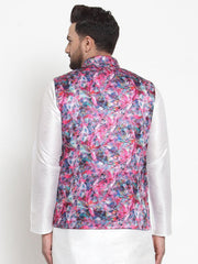 Men Multi Satin Abstract Print Waistcoat