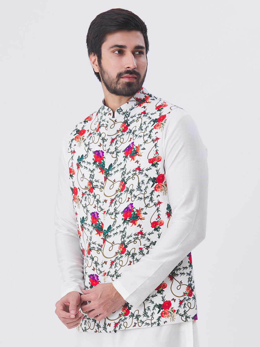 Men Multi Satin Nehru Jacket