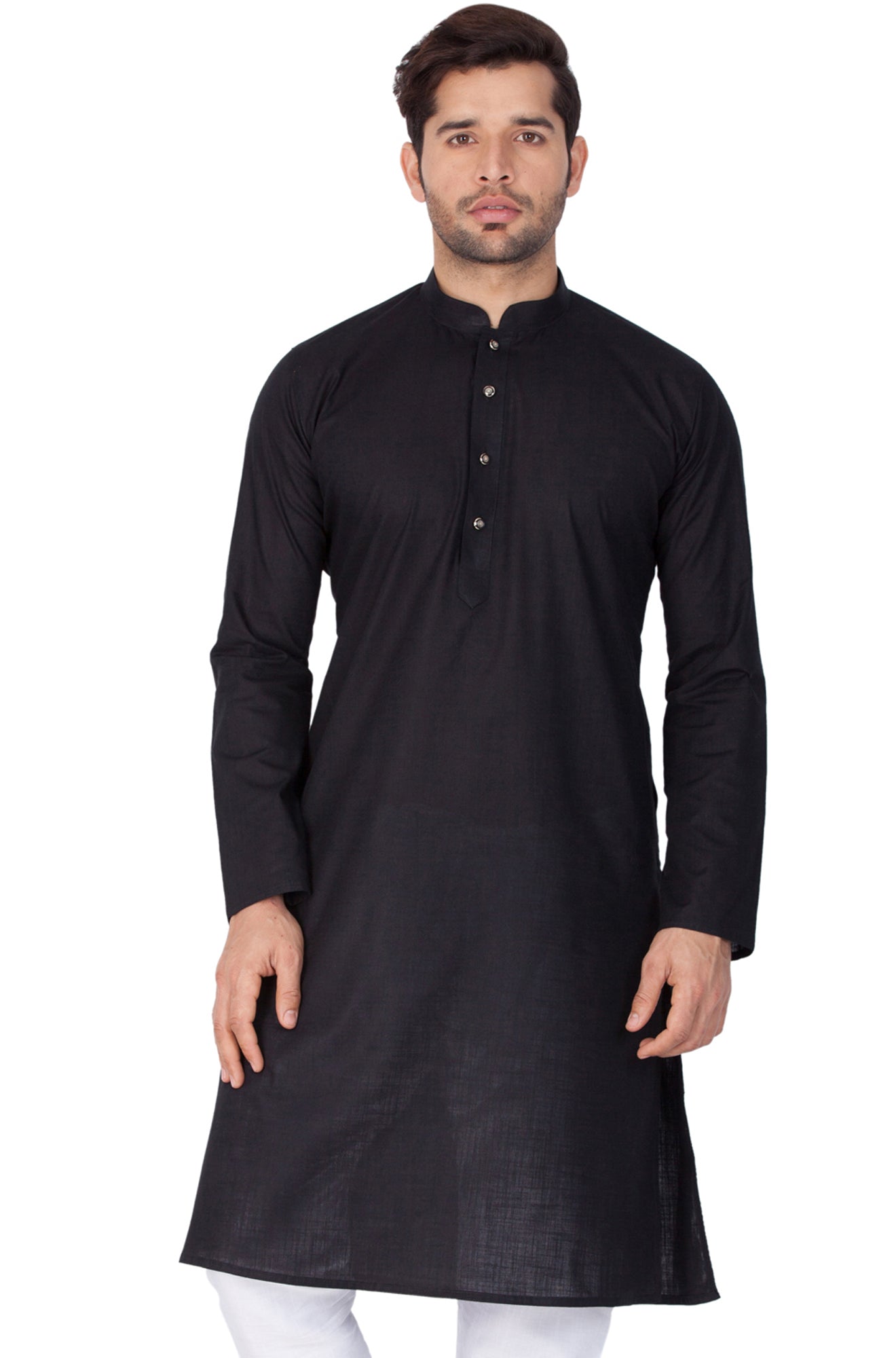 Ensemble pyjama Kurta en coton noir uni pour homme