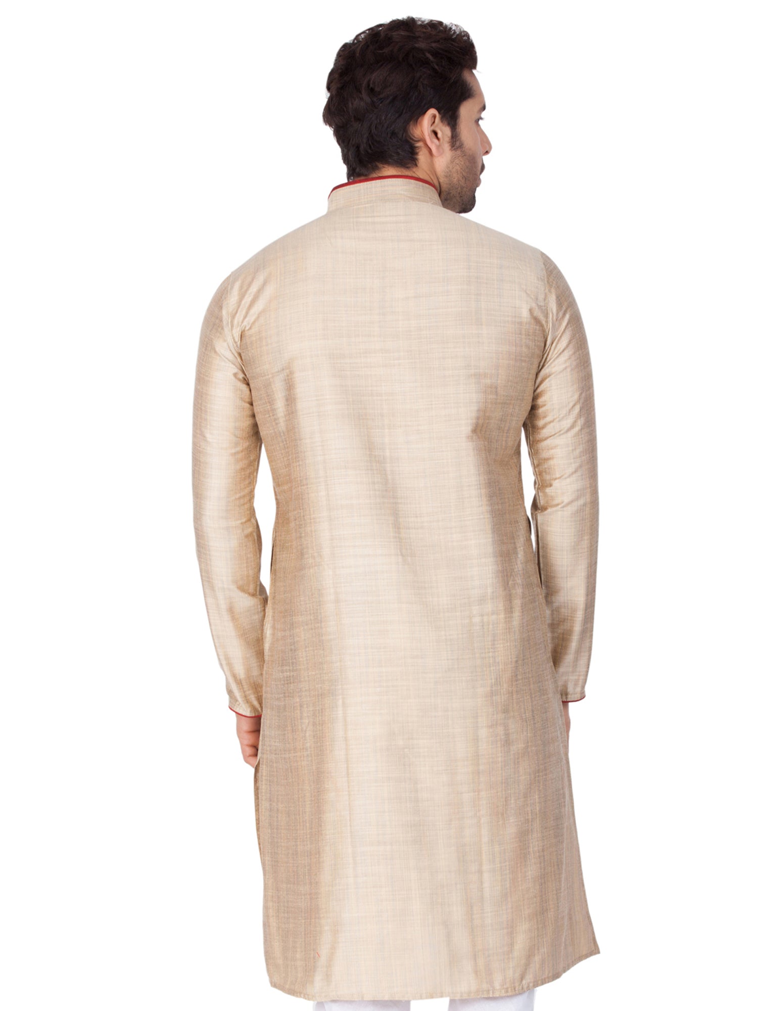 Men's Cream Solid Cotton Kurta Pajama Set