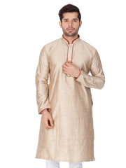 Men's Cream Solid Cotton Kurta Pajama Set