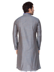 Men's Gray Solid Cotton Kurta Pajama Set