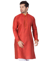 Ensemble pyjama Kurta en coton uni rouge pour homme