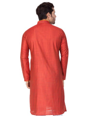 Ensemble pyjama Kurta en coton uni rouge pour homme