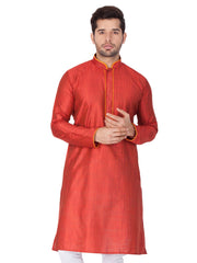 Ensemble pyjama Kurta en coton uni rouge pour homme