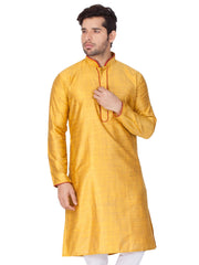 Men's Mustard Solid Cotton Kurta Pajama Set