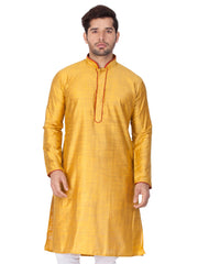 Men's Mustard Solid Cotton Kurta Pajama Set