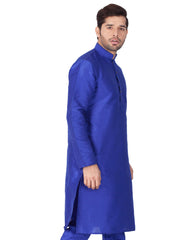 Ensemble pyjama Kurta en soie Bangalori bleu uni pour homme