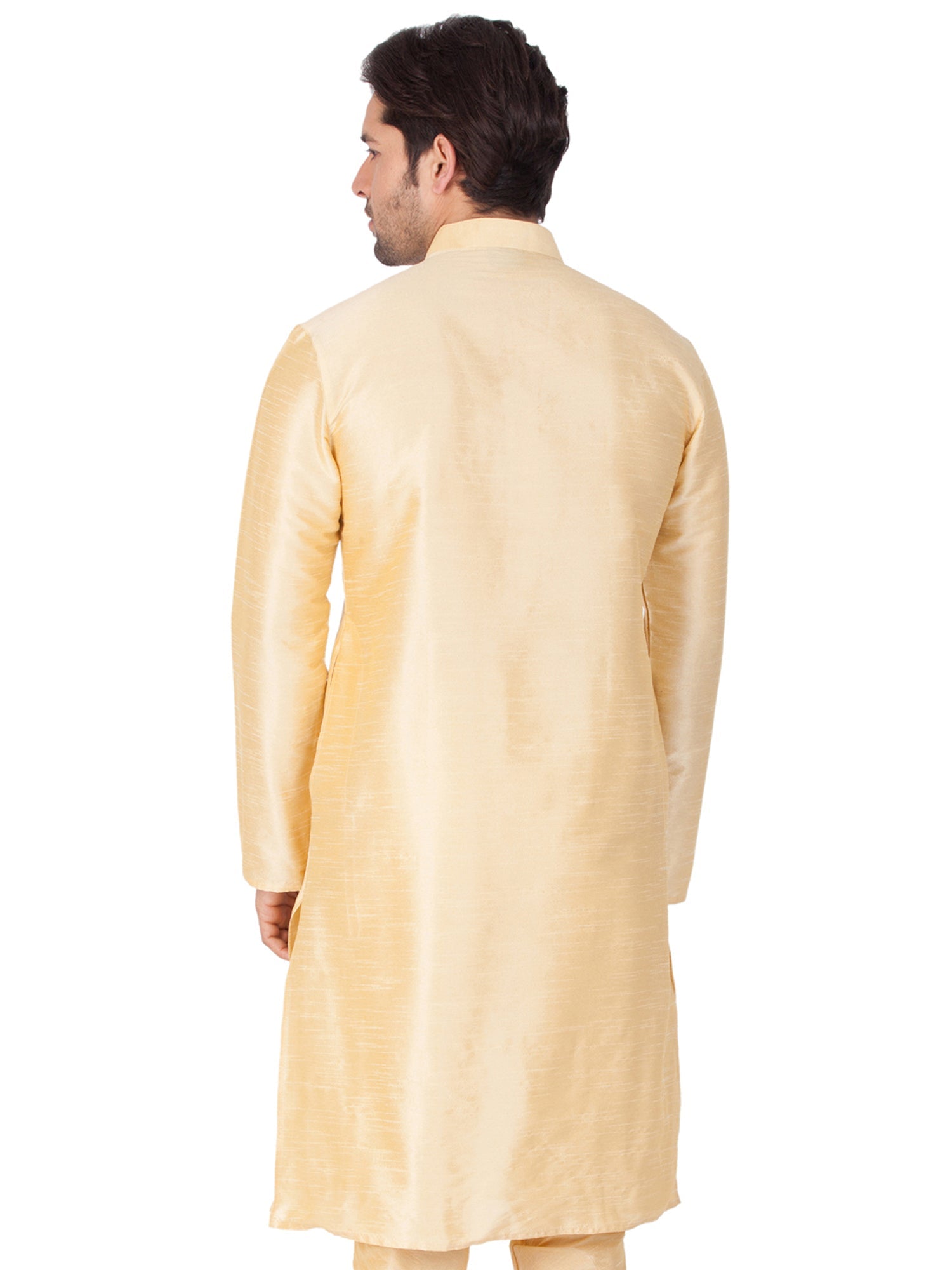 Men's Cream Solid Bangalori Silk Kurta Pajama Set