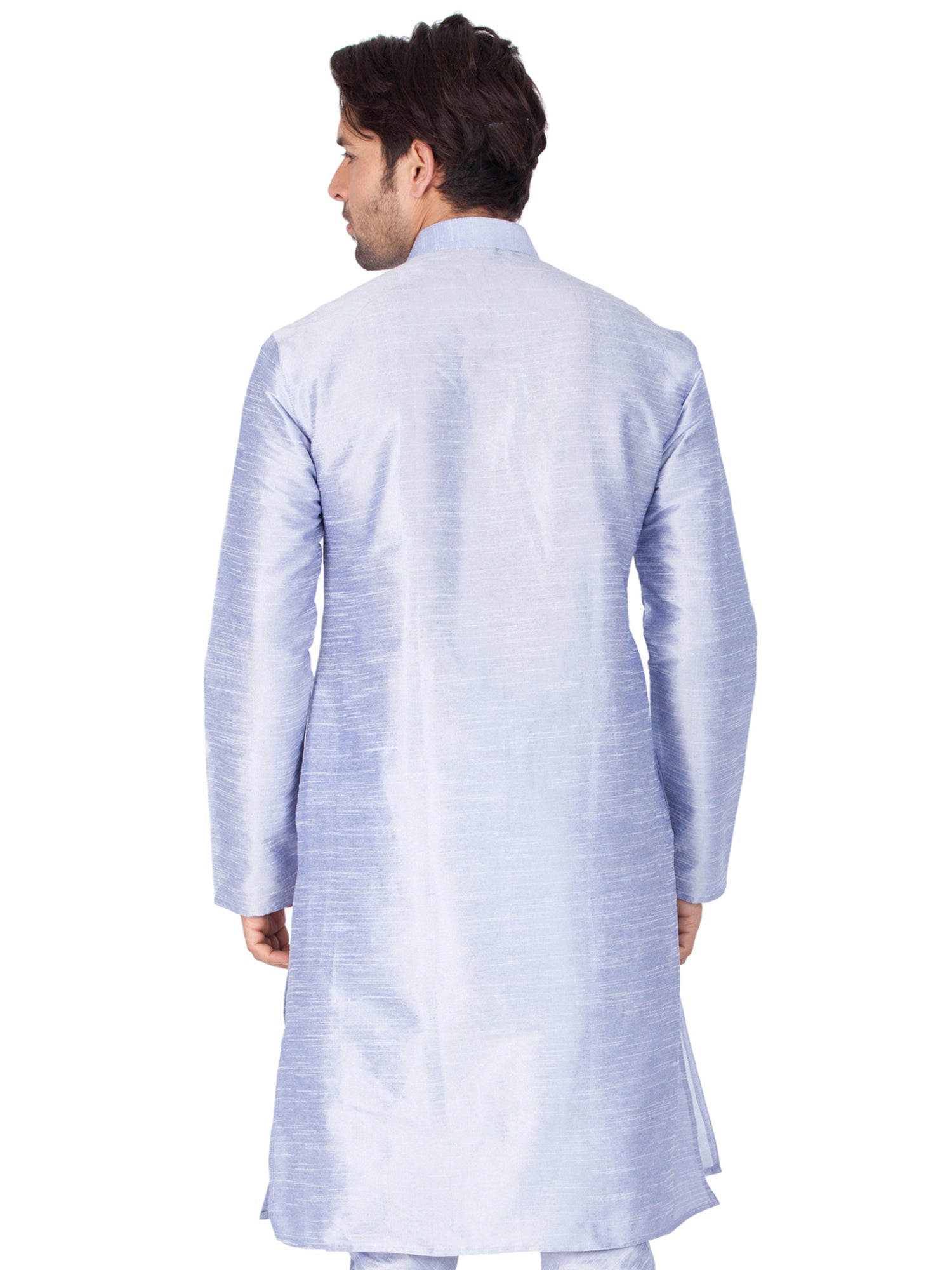 Men's Light Blue Solid Bangalori Silk Kurta Pajama Set