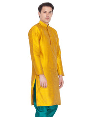 Men's Mustard Solid Bangalori Silk Kurta Pajama Set