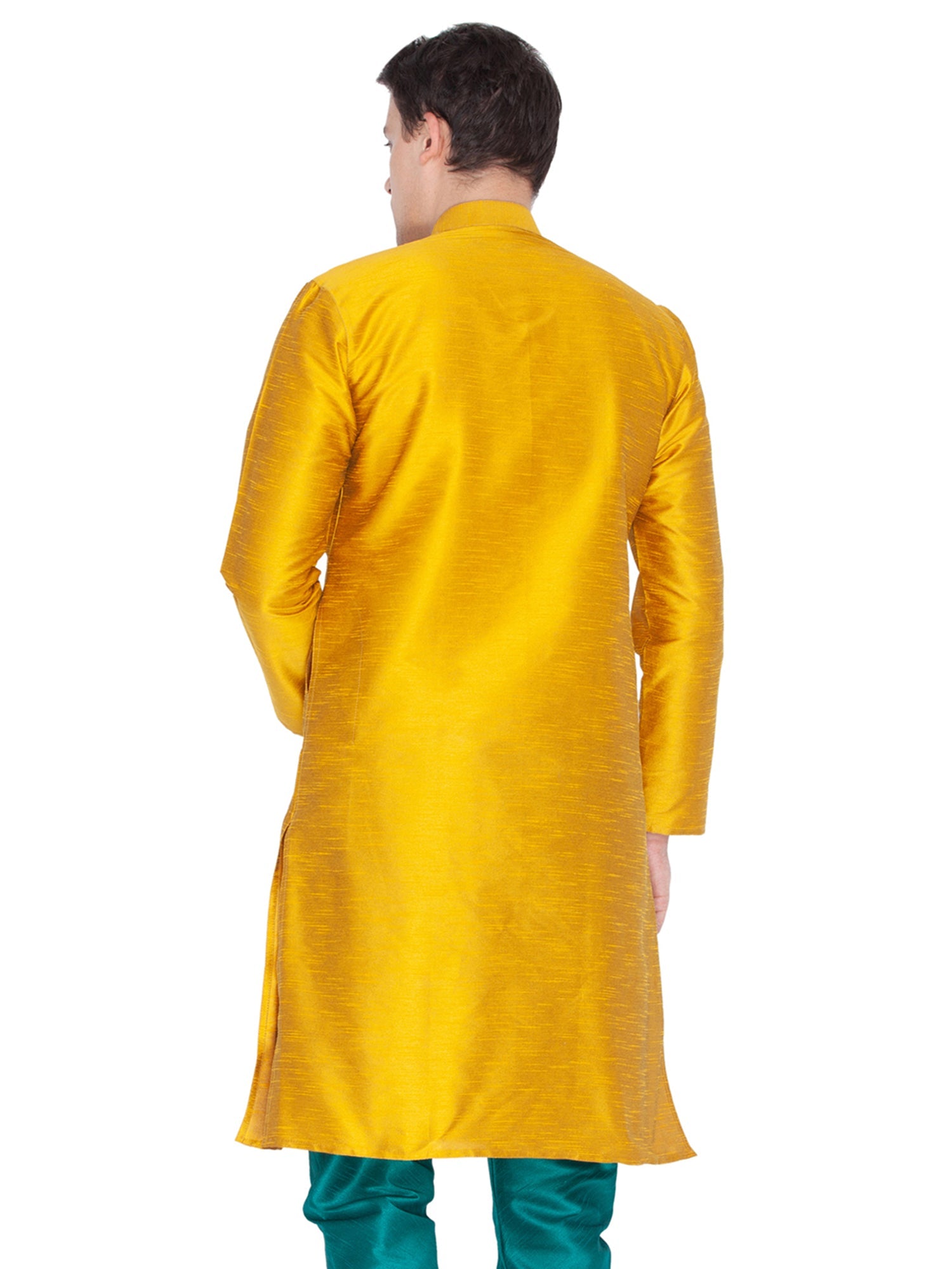 Men's Mustard Solid Bangalori Silk Kurta Pajama Set