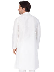 Men's White Solid Bangalori Silk Kurta Pajama Set