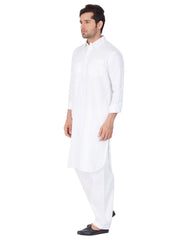 Ensemble pyjama Kurta en coton blanc uni pour homme