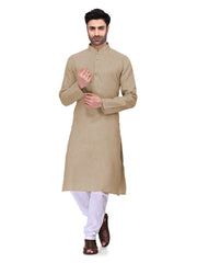 Men's Beige Cotton Kurta Pajama Set