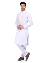 Ensemble pyjama Kurta en coton blanc uni pour homme