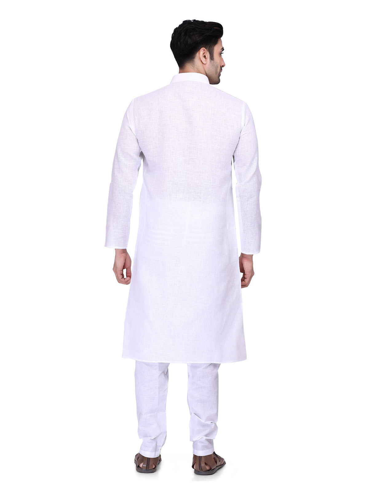 Ensemble pyjama Kurta en coton blanc uni pour homme