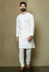 Ensemble pyjama Kurta en coton blanc uni pour homme