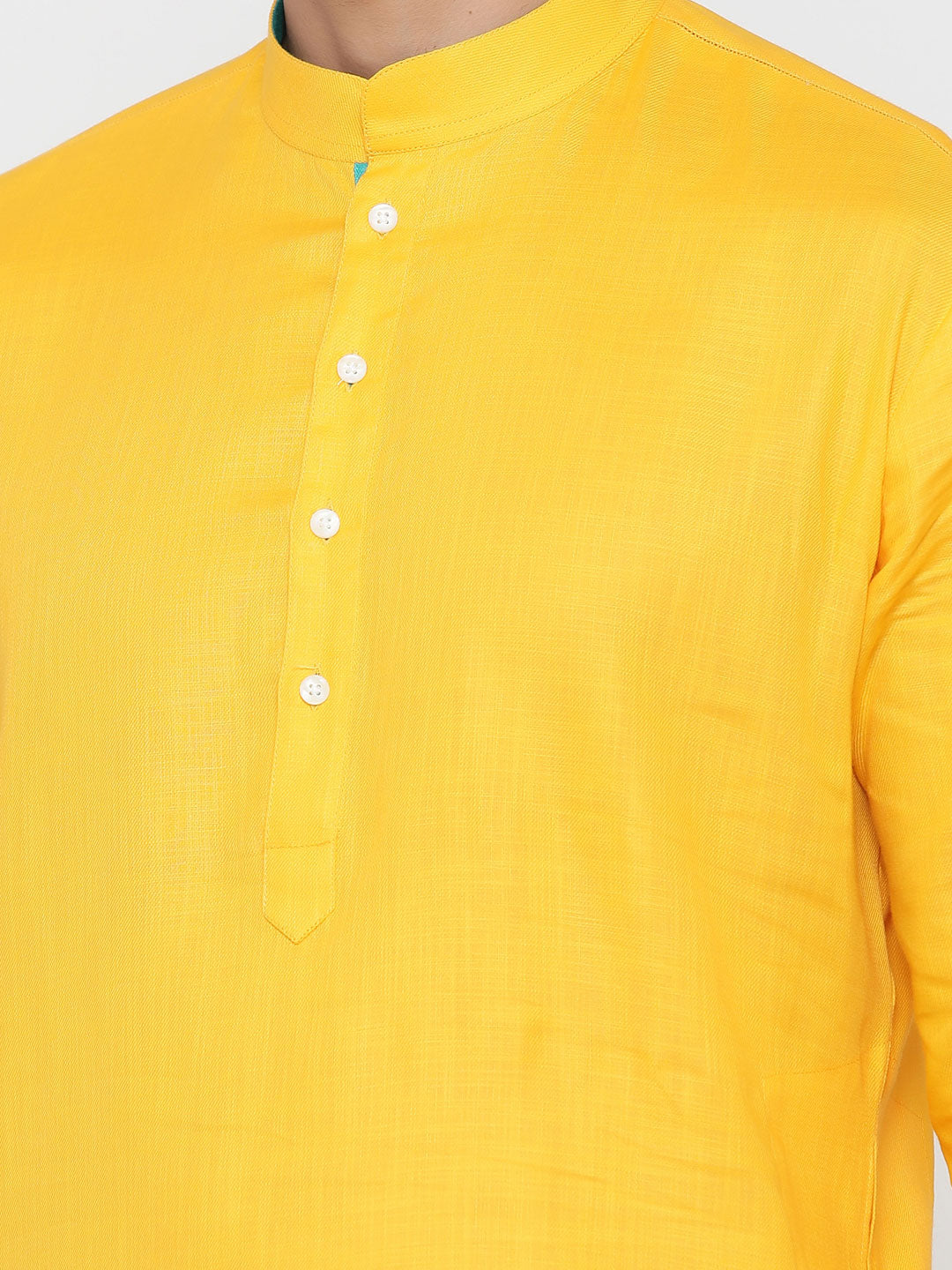 Men's Yellow Tunic Cotton Kurta Pajama Set Haldi Outfit