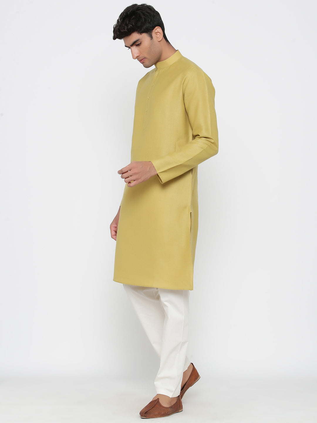 Ensemble pyjama Kurta en coton beige pour homme