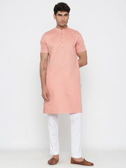 Ensemble pyjama Kurta en coton uni rose pour homme