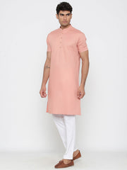 Ensemble pyjama Kurta en coton uni rose pour homme