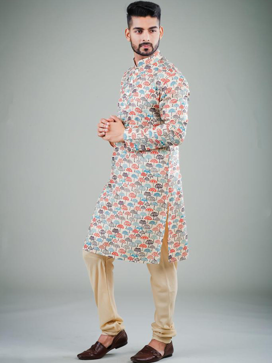 Ensemble pyjama Kurta en coton à tuniques multicolores pour hommes