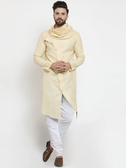 Men's Beige Fancy Cotton Kurta Pajama Set