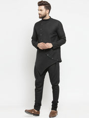 Ensemble pyjama Kurta en coton noir uni pour homme