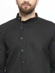 Ensemble pyjama Kurta en coton noir uni pour homme