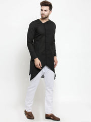 Ensemble pyjama Kurta en coton noir uni pour homme