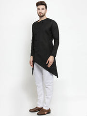 Ensemble pyjama Kurta en coton noir uni pour homme