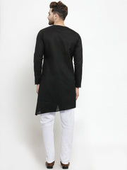 Ensemble pyjama Kurta en coton noir uni pour homme