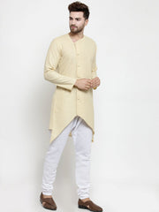 Ensemble pyjama Kurta en coton beige uni pour homme