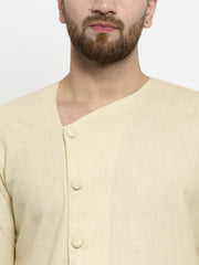 Ensemble pyjama Kurta en coton beige uni pour homme