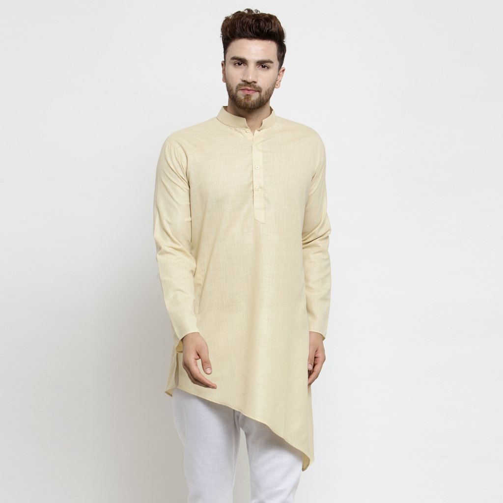 Men's Beige Tunic Cotton Kurta Pajama Set